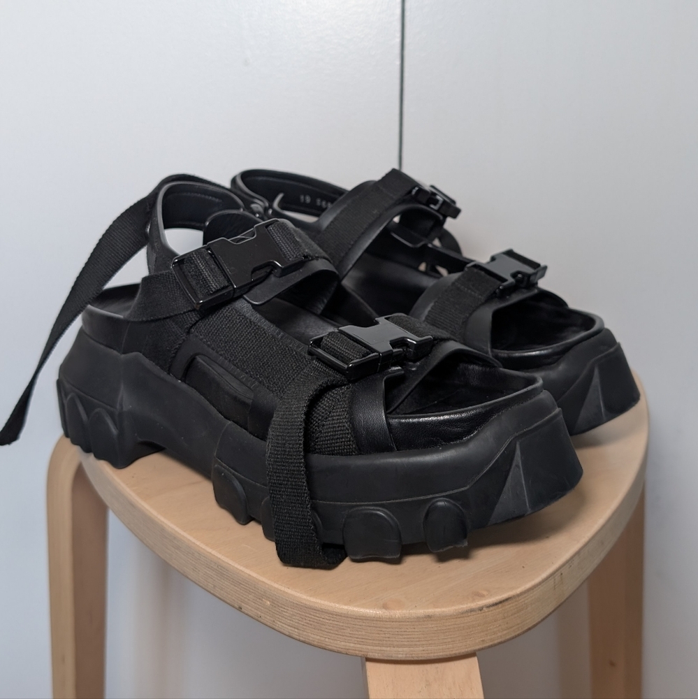 Rick Owens Tractor Black Strap Sandals